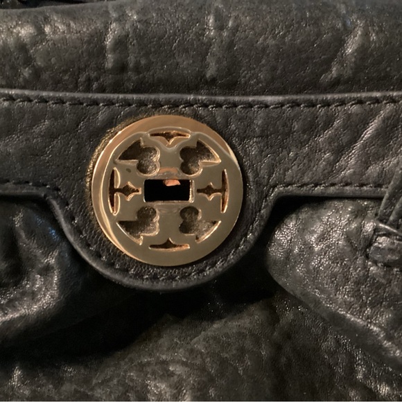 Tory Burch black leather large shoulder bag with handles and strap gold hardware - Picture 10 of 10
